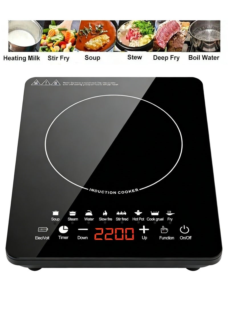 CUBEXELL Portable Induction Cooktop Intelligent Touch Glass Panel Low Noise Hot Plate 2200W Single Burner Cooktop High-temperature Resistant Cookware, Multi-functional Cooking Energy-saving Black. - Image 1